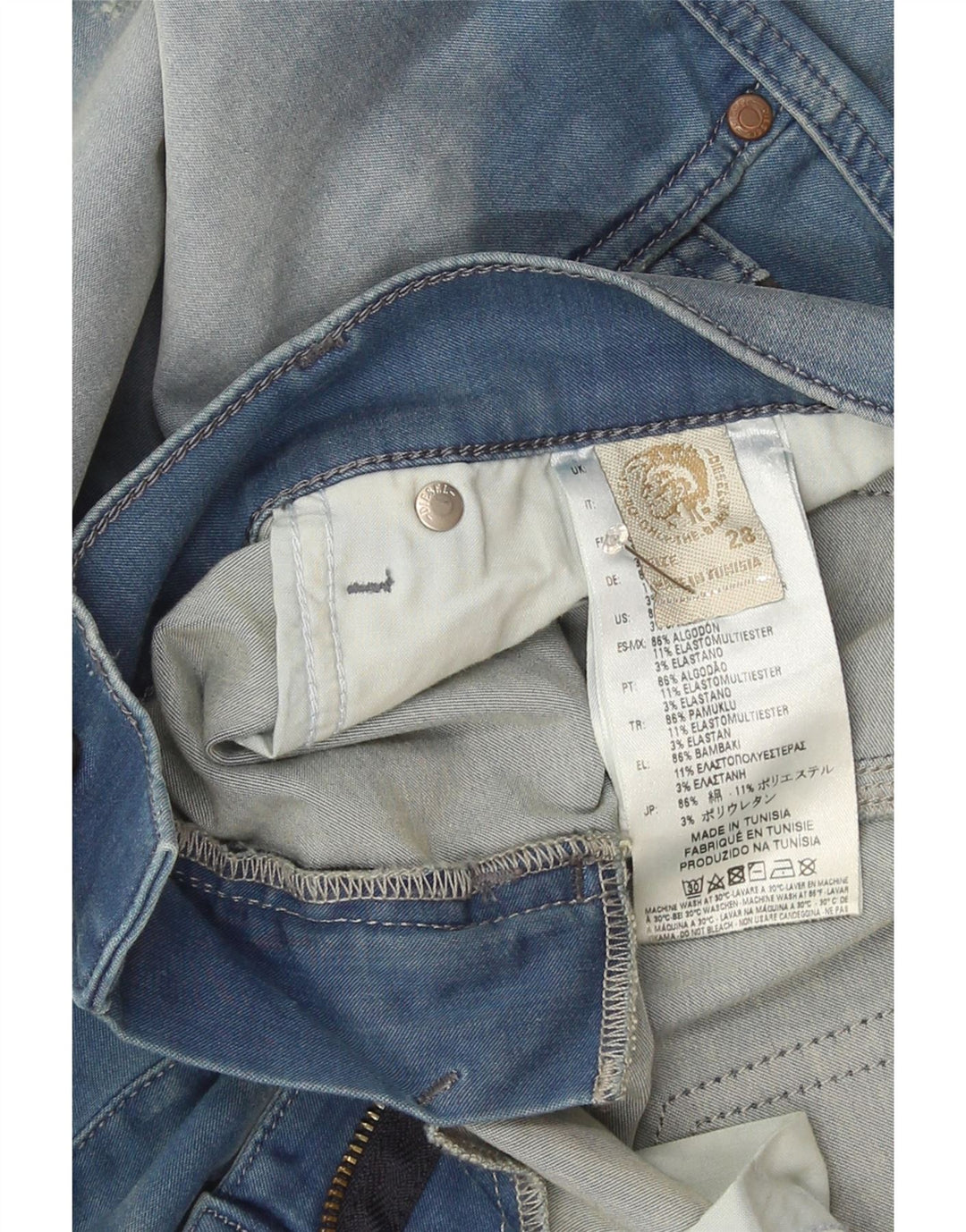 Diesel Womens Grupee Distressed Slim Jeans W28 L32 Μπλε βαμβακερό