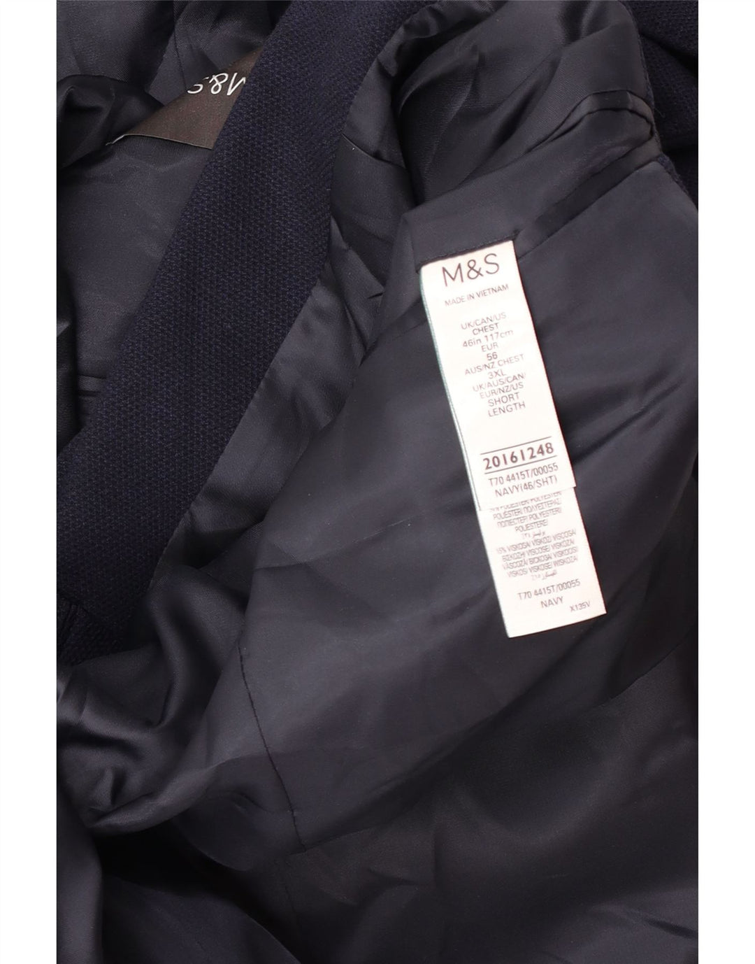 Marks & Spencer Ανδρικό μπλέιζερ με 2 κουμπιά μπουφάν UK 46 XL Navy Blue Polyester