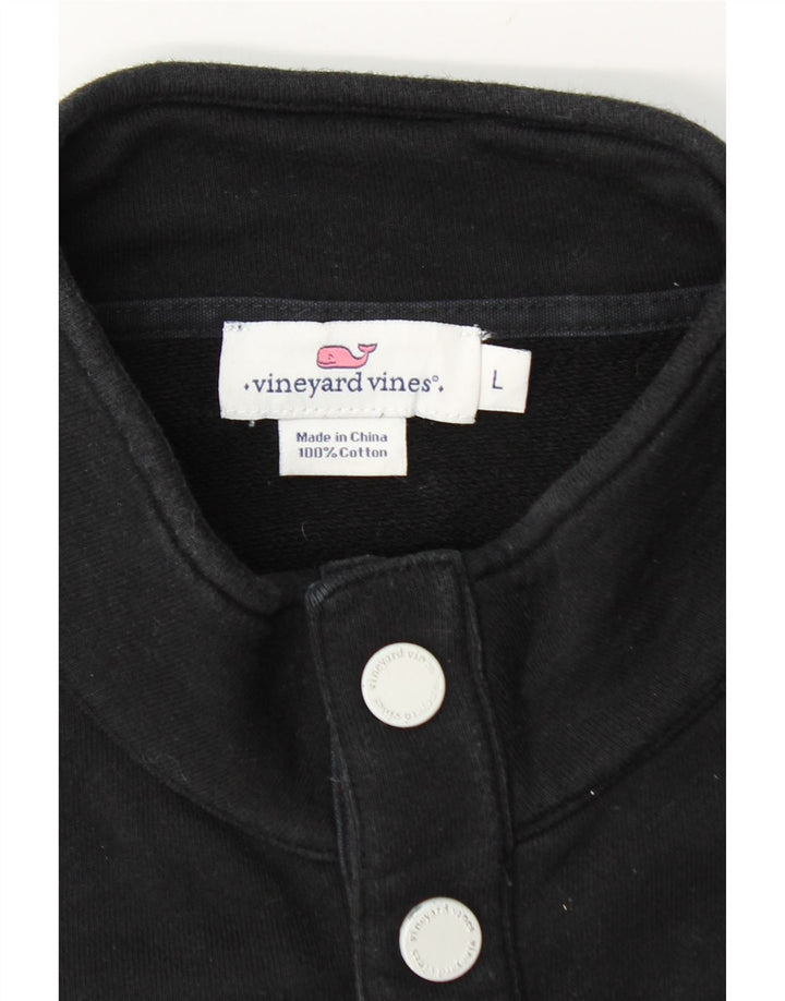 Vineyard Vines Ανδρικό φούτερ με λαιμό με κουμπιά Jumper μεγάλο μαύρο βαμβακερό