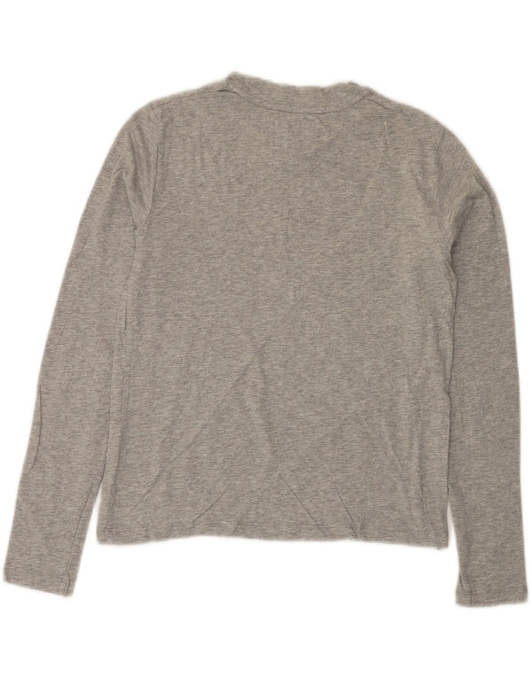 CALVIN KLEIN JEANS Γυναικείο γραφικό τοπ μακρυμάνικο UK 6 XS με γκρι φλύκταινες