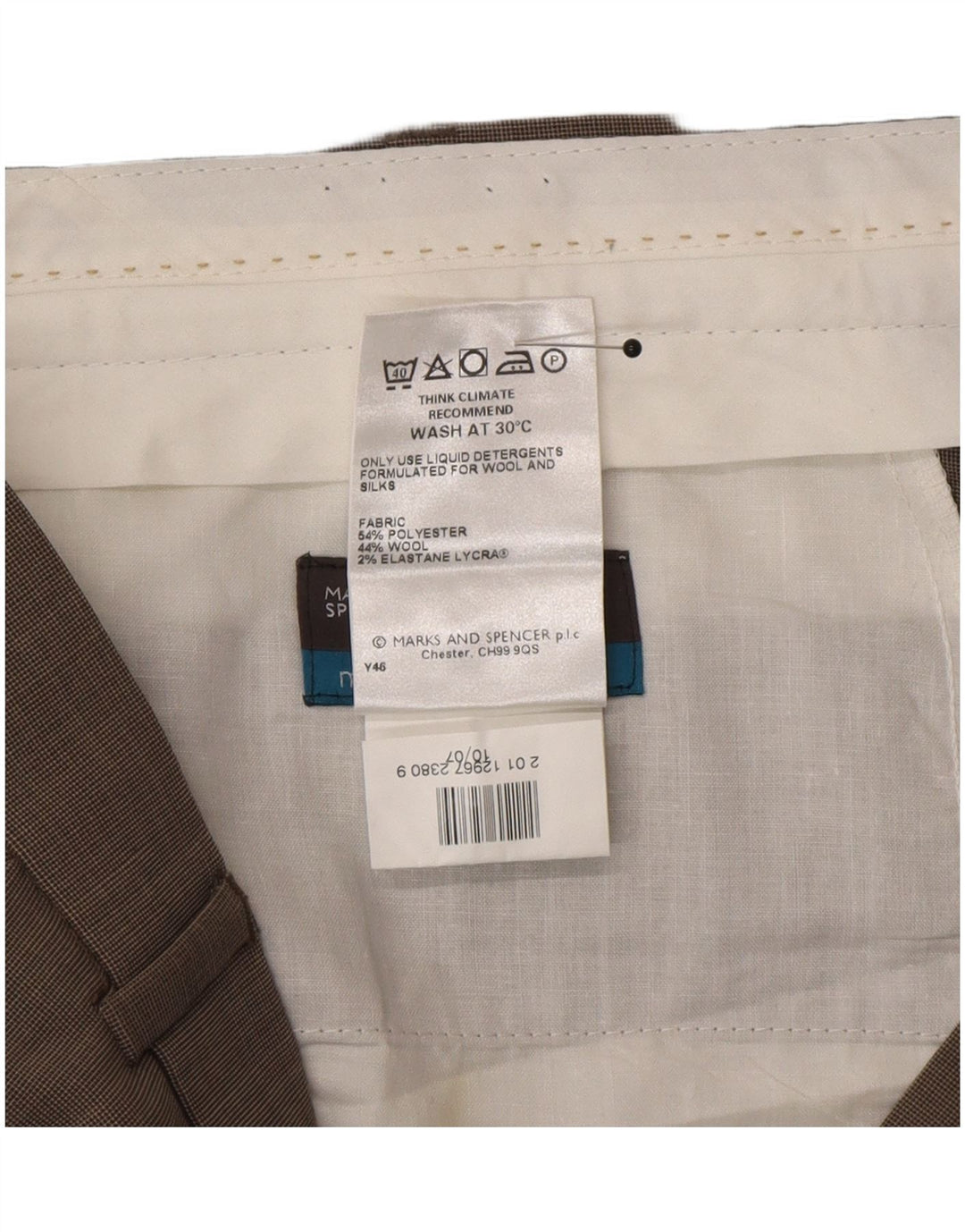 Marks & Spencer Ανδρικό παντελόνι με καρφωτό κοστούμι W38 L29 Γκρι πολυακρυλικό