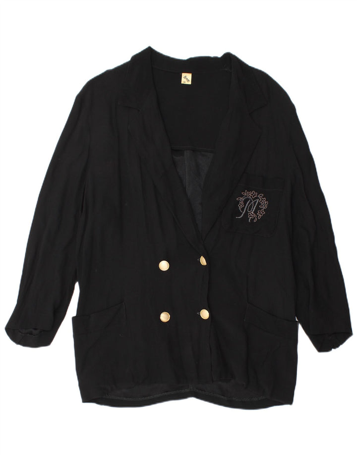 Vintage Γυναικείο Διπλό Μπουφάν Blazer IT 44 Μεσαίο Μαύρο Acetate