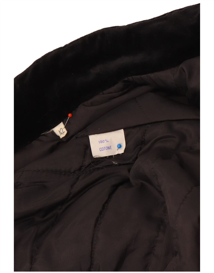 Vintage Γυναικείο Velvet Bomber Jacket IT 42 Medium Black Cotton