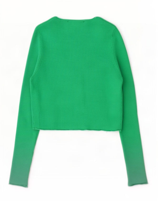 Zara Γυναικεία Ζακέτα Crop UK 10 Small Green Nylon