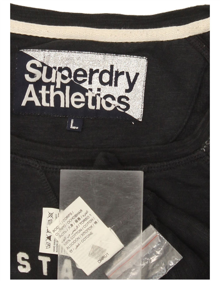 Γυναικείο γραφικό φούτερ SUPERDRY Jumper UK 16 μεγάλο μαύρο βαμβακερό