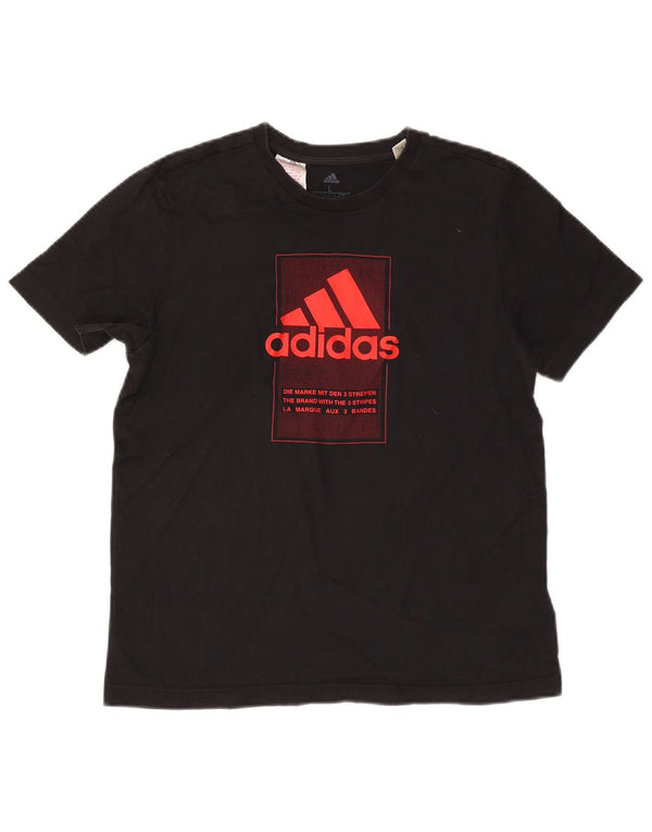 Adidas Boys Graphic T-Shirt Top 13-14 ετών μεγάλο μαύρο βαμβακερό