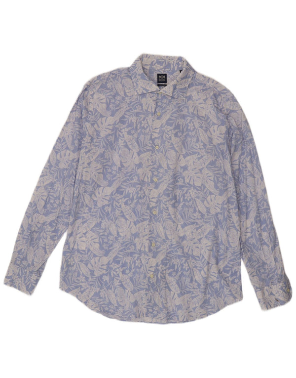 Ανδρικό πουκάμισο Boggi Regular Fit XL Blue Floral Cotton Tropical
