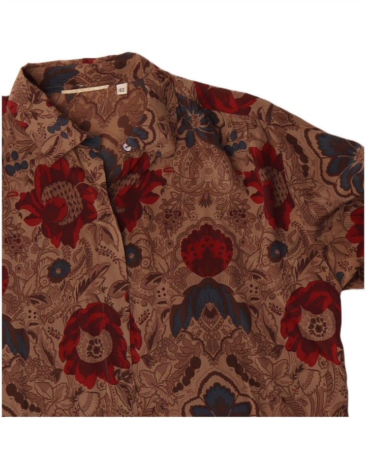 Vintage Γυναικείο Πουκάμισο Μπλούζα IT 42 Μεσαίο Καφέ Floral