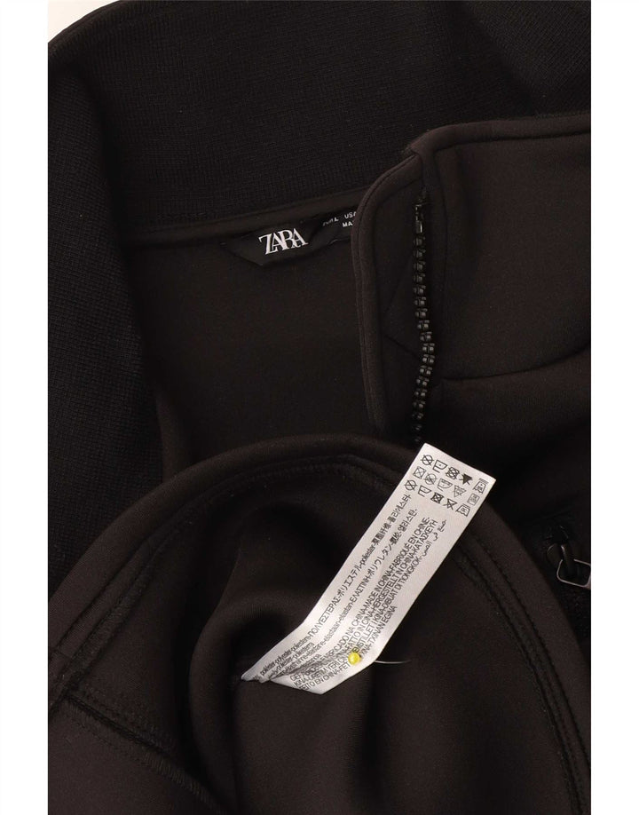 Zara Γυναικείο Bomber Jacket UK 14 Large Black Polyester