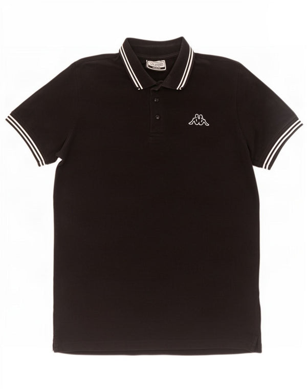 Kappa Mens Polo Shirt Large Black Striped Cotton