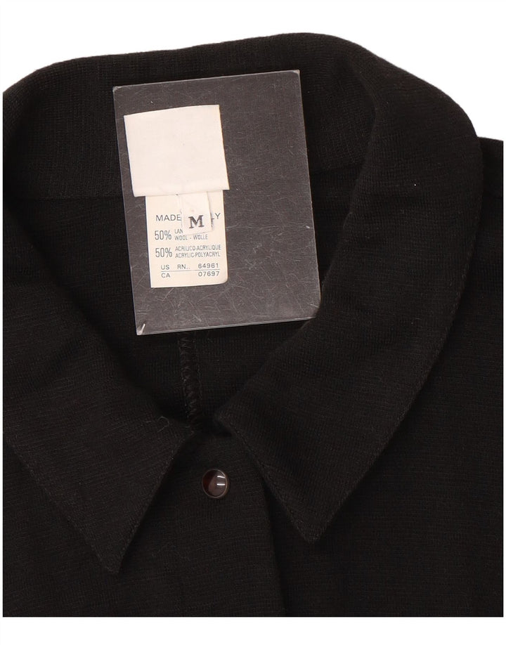 Γυναικείο πλεκτό πουκάμισο Benetton UK 14 μεσαίο μαύρο μαλλί