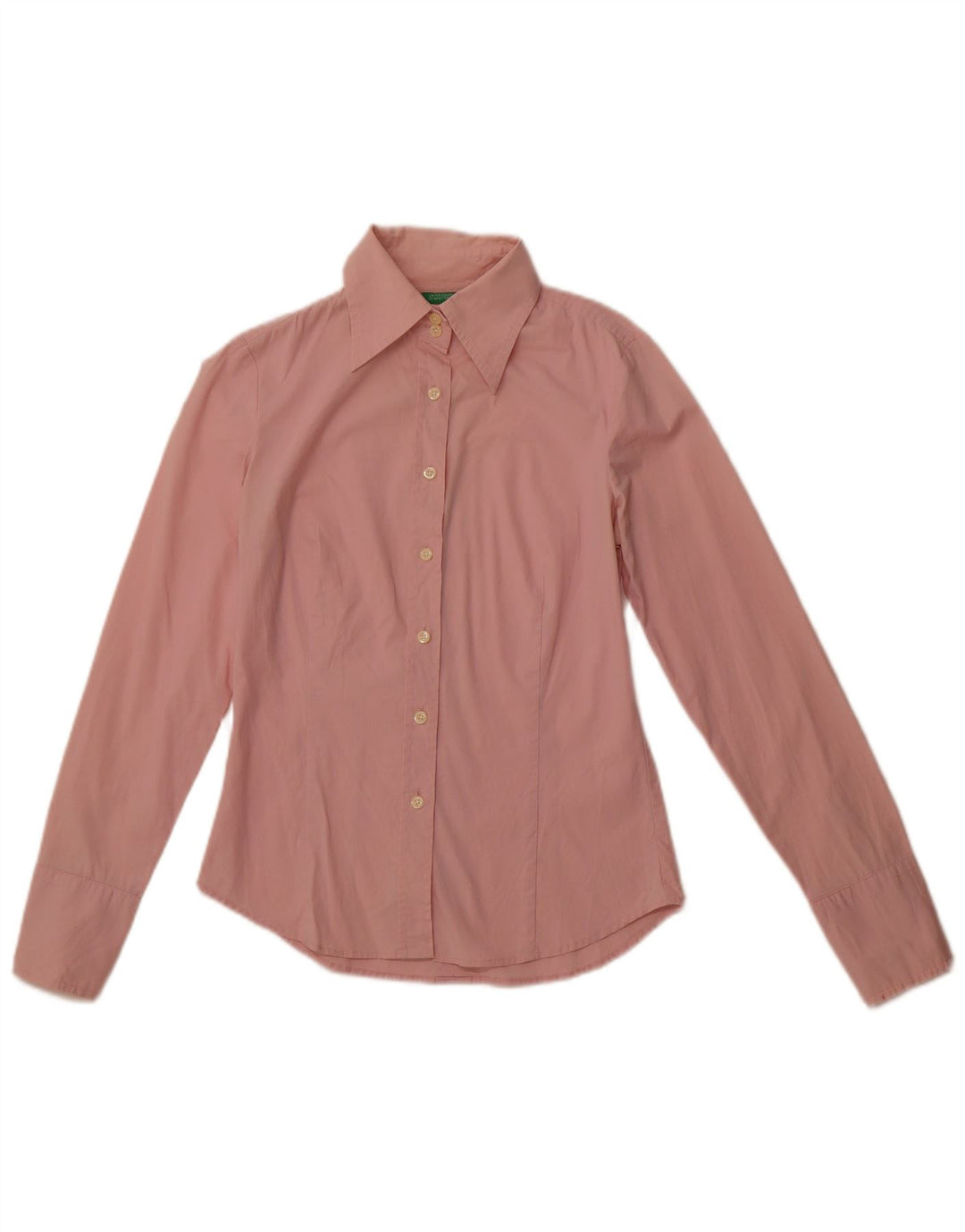 BENETTON Γυναικείο πουκάμισο UK 10 Small Pink Βαμβακερό