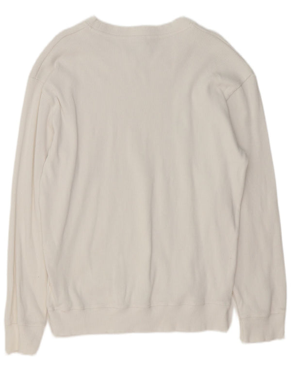 Ανδρικό πουλόβερ Zara Boat Neck Jumper μεγάλο λευκό βαμβακερό