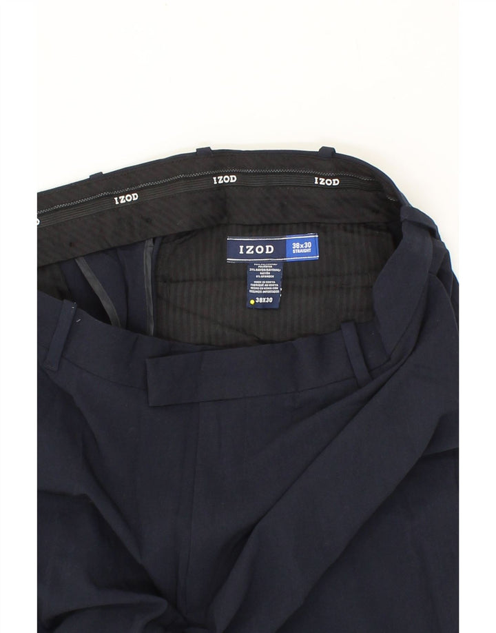 IZOD Mens Straight Suit Trousers W38 L30 Navy Blue Polyester Vintage Izod and Second-Hand Izod from Messina Hembry 