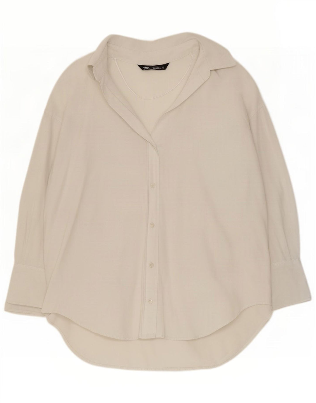 Zara Γυναικείο πουκάμισο Oversized UK 10 Small White Βαμβακερό