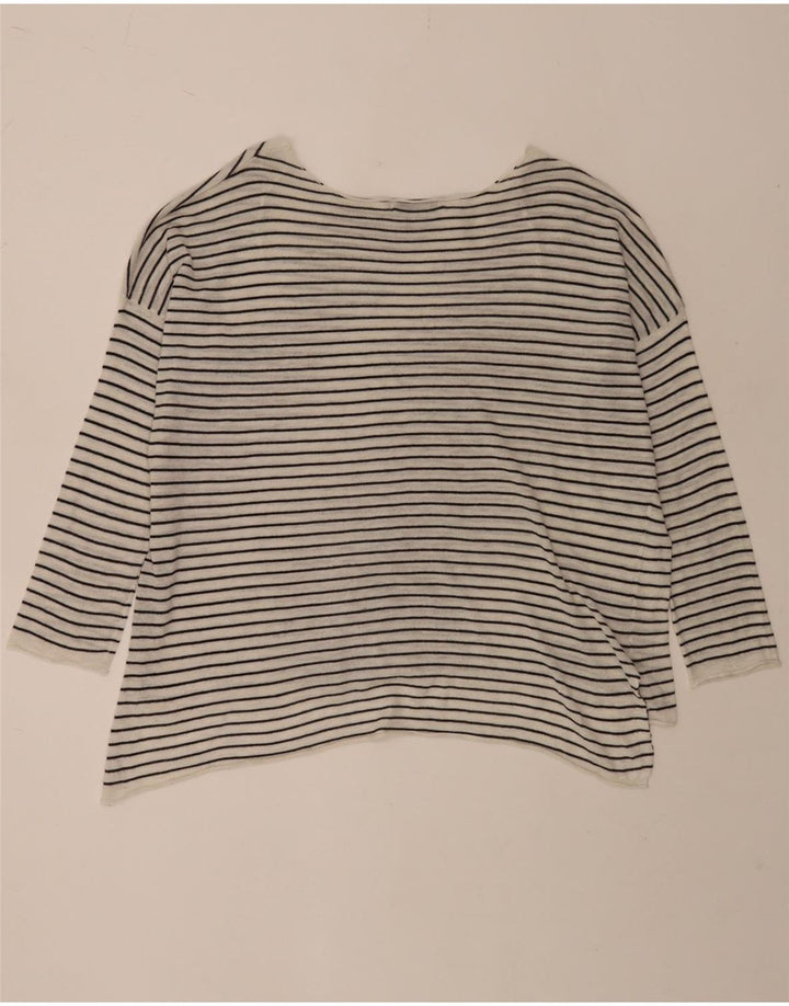 Zara γυναικεία υπερμεγέθη μανίκια 3/4 UK 10 μικρού λευκού ριγέ πολυεστέρα