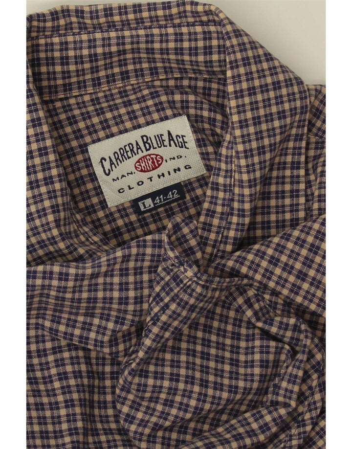 Ανδρικό φανελένιο πουκάμισο Carrera μεγέθους 41/42 Large Navy Blue Check