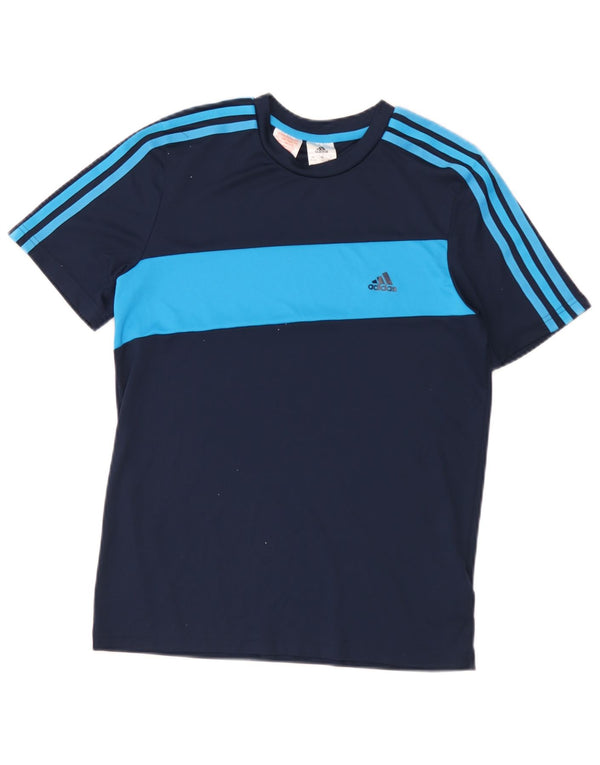 Adidas Boys T-shirt Top 13-14 Years Navy Blue Colorblock Polyester