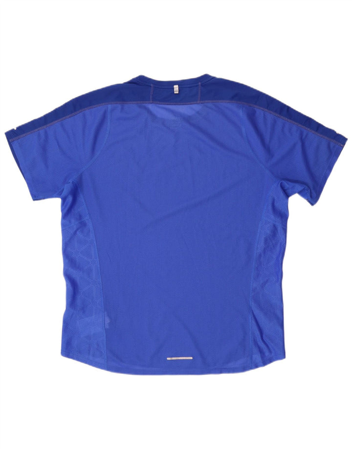NIKE Mens Dri Fit T-Shirt Top Large Blue Colourblock Polyester