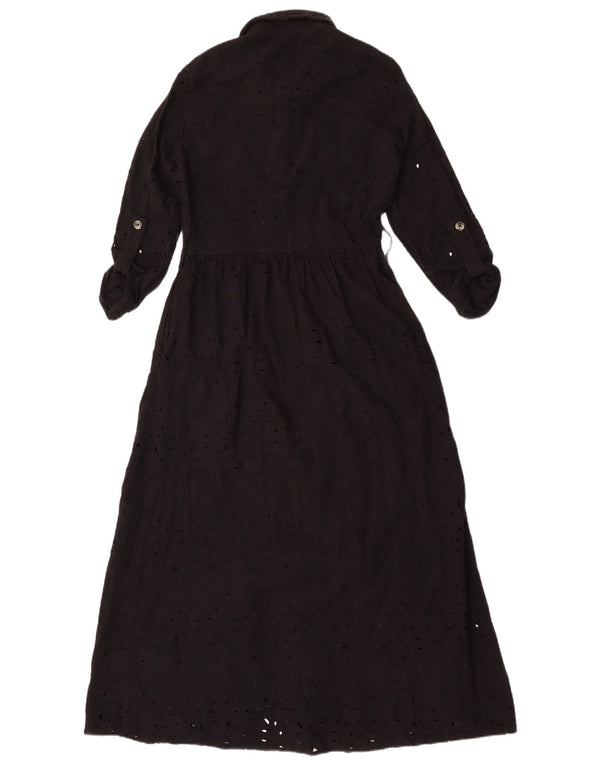 Zara Womens Maxi Shirt Dress UK 10 Small Black Cotton