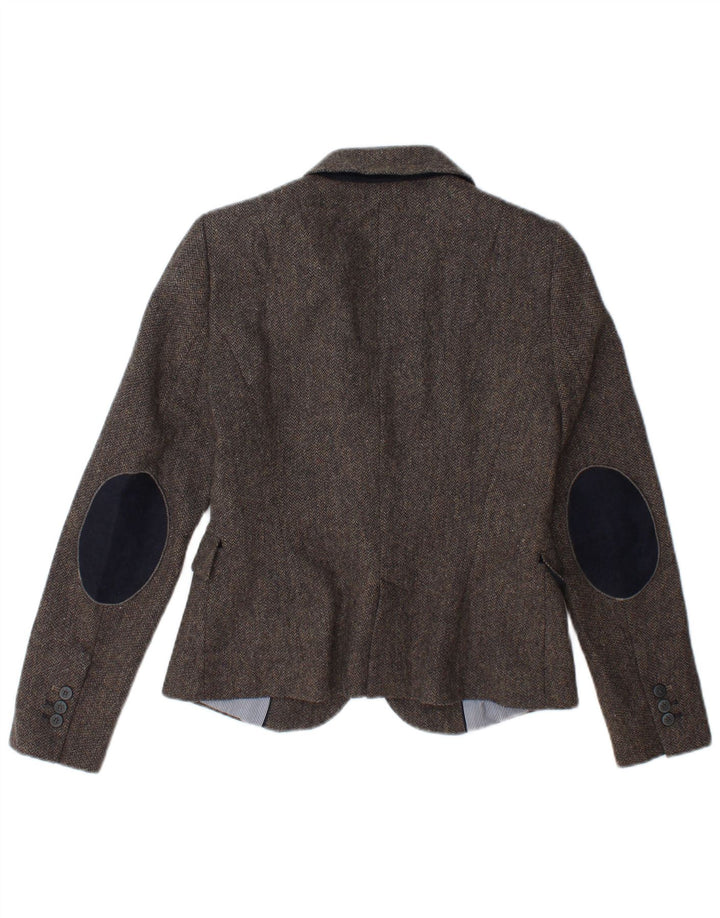 Zara Γυναικείο σακάκι 1 κουμπιού blazer UK 12 μεσαίο γκρι οξικό ψαροκόκκαλο