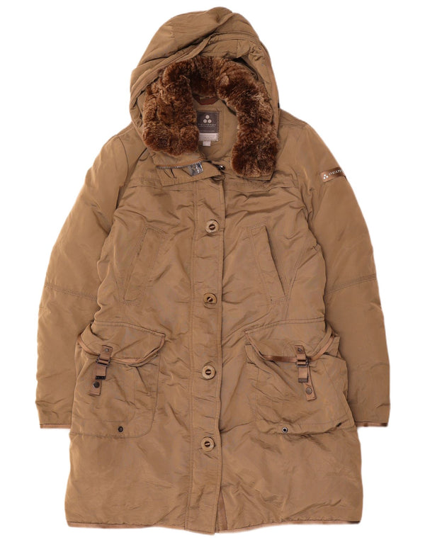 PEUTEREY Γυναικείο παλτό με κουκούλα IT 48 XL Beige Polyamide