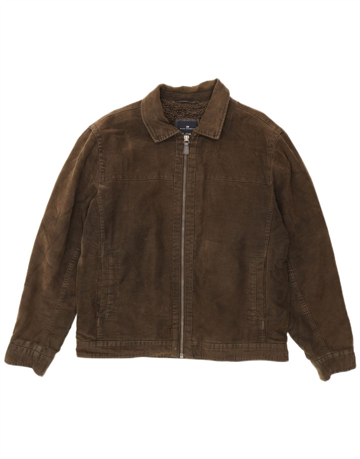 Marks & Spencer Mens Bomber Jacket UK 40 Large Brown Βαμβακερό