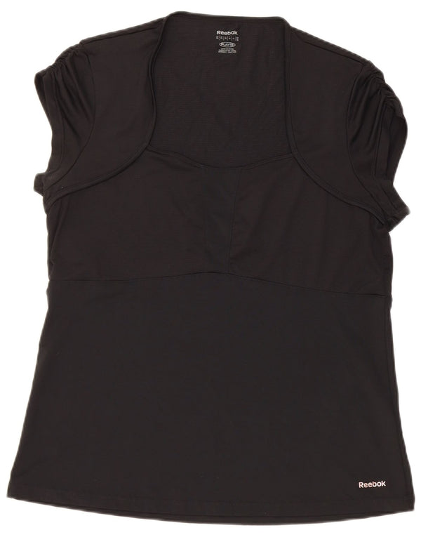 Reebok Γυναικείο T-Shirt Top UK 18 XL Μαύρο Πολυεστέρας
