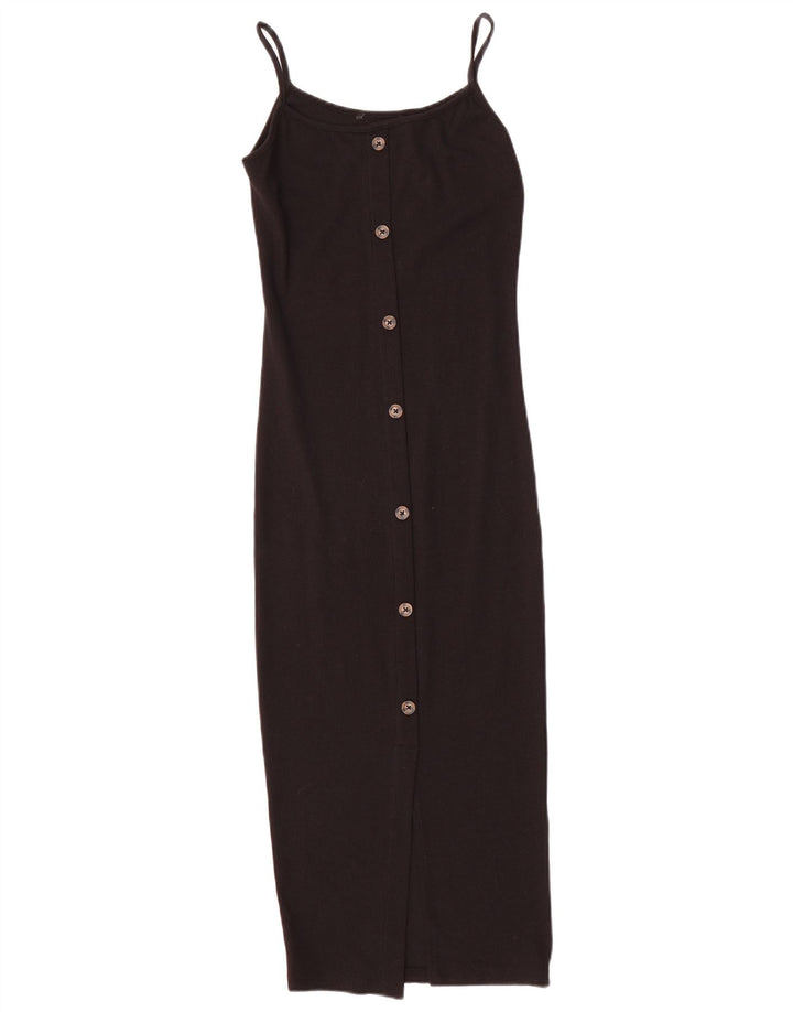 Vintage Γυναικείο Αμάνικο Bodycon Φόρεμα UK 8 Small Black