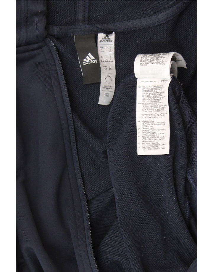 Γυναικείο πουλόβερ με κουκούλα με φερμουάρ ADIDAS UK 16/18 Large Navy Blue