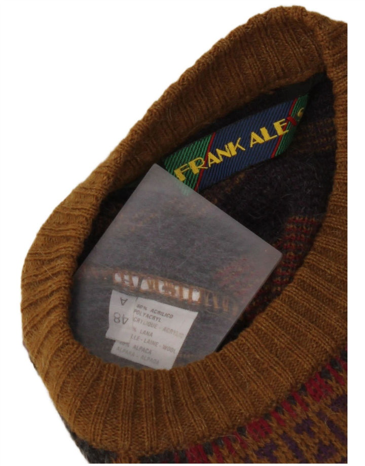 FRANK ALEXS Ανδρικό πουλόβερ με λαιμόκοψη IT 48 Μεσαίο καφέ γεωμετρικό