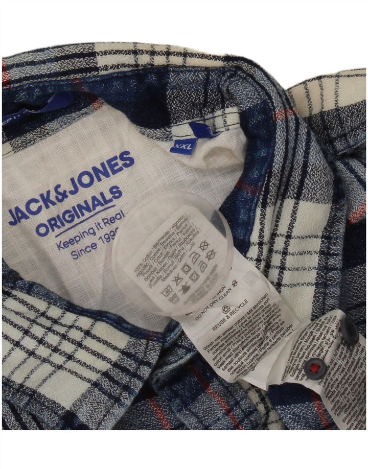 Ανδρικό φανελένιο πουκάμισο JACK & JONES 2XL Μπλε βαμβακερό
