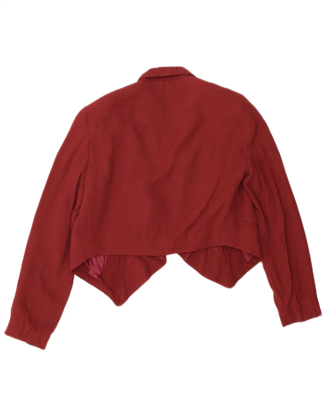 Topshop Womens Crop Open Blazer Jacket UK 8 Small Maroon Viscose