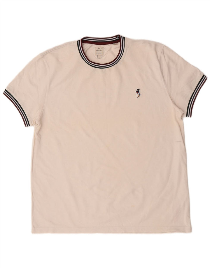 Jack Wills Ανδρικό T-Shirt Top μεγάλο λευκό βαμβακερό
