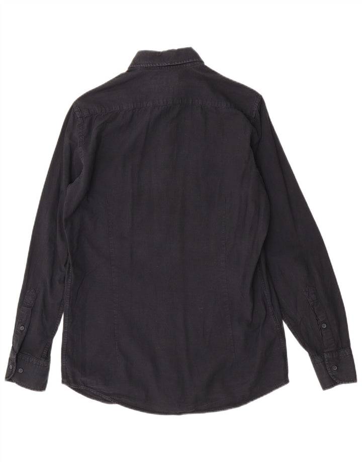 Ανδρικό πουκάμισο Massimo Dutti Μικρό Βαμβακερό Navy Blue
