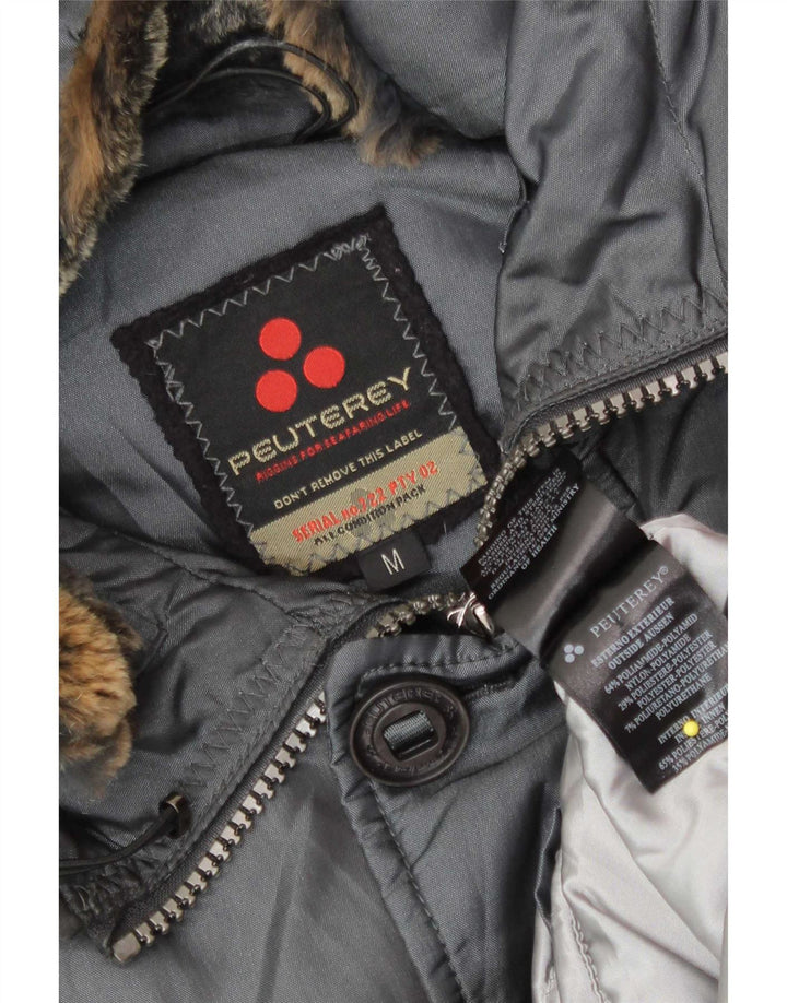 PEUTEREY Ανδρικό μπουφάν με κουκούλα Bomber padded UK 38 Medium Grey Polyamide