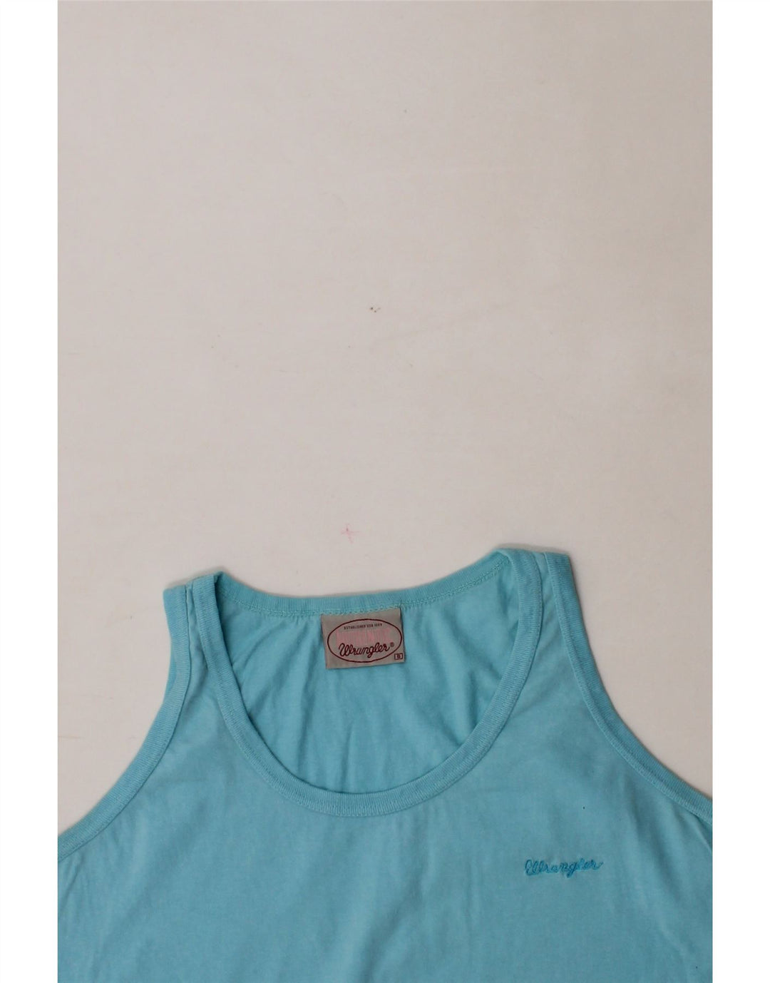 WRANGLER Womens Oversized Vest Top UK 10 Small Blue Cotton Vintage Wrangler and Second-Hand Wrangler from Messina Hembry 