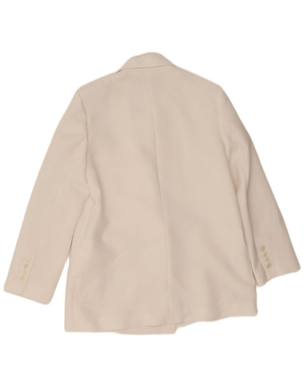 Zara Γυναικείο Μπουφάν Blazer με διπλό στήθος UK 14 Medium White Polyester