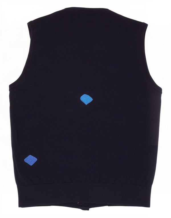 John Lewis Γυναικείο γιλέκο γραφικών Tank Top UK 14 Medium Navy Blue Merino Wool