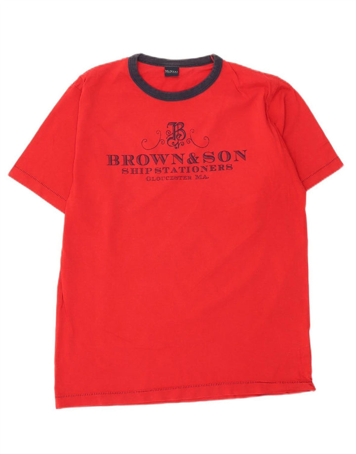 MCNEAL Mens Graphic T-Shirt Top Large Red Cotton