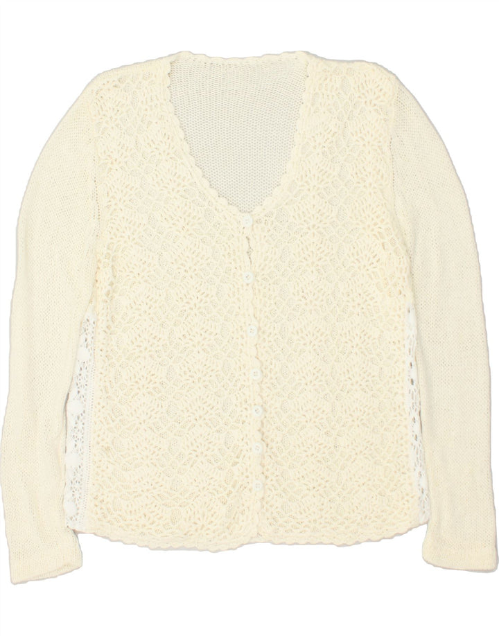 VINTAGE Womens Cardigan Sweater UK 14 Medium Off White | Vintage Vintage | Thrift | Second-Hand Vintage | Used Clothing | Messina Hembry 