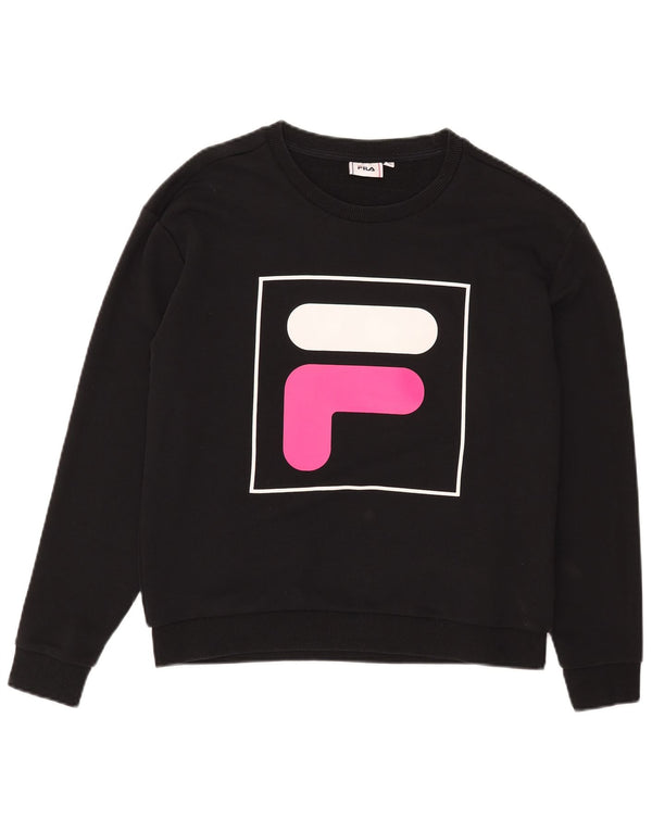 Γυναικείο Φούτερ Fila Graphic Jumper UK 14 Medium Black Cotton