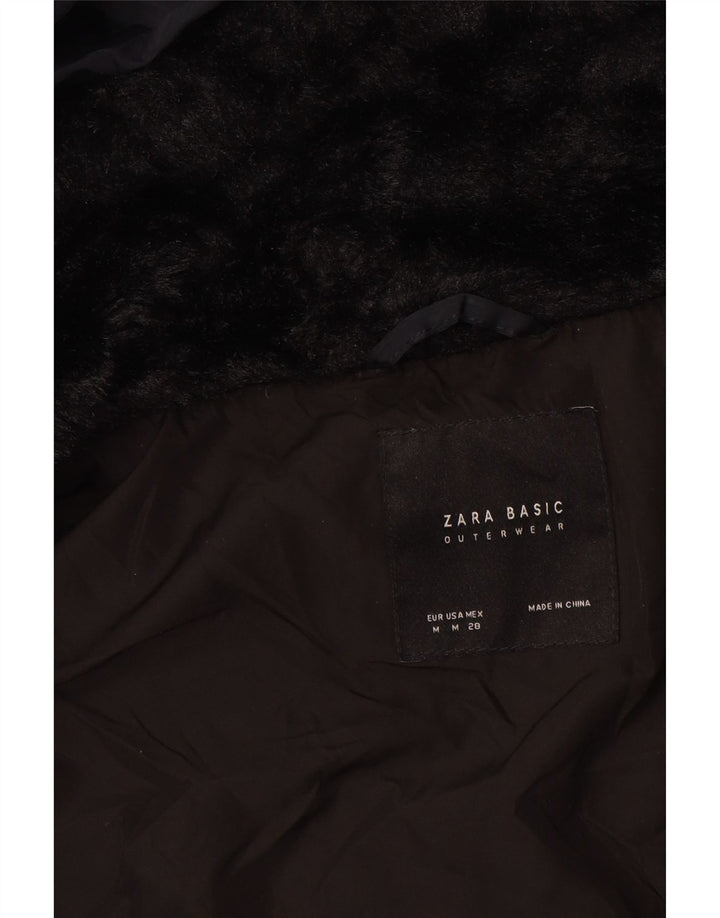 ZARA Γυναικείο παλτό UK 14 Medium Navy Blue Polyester