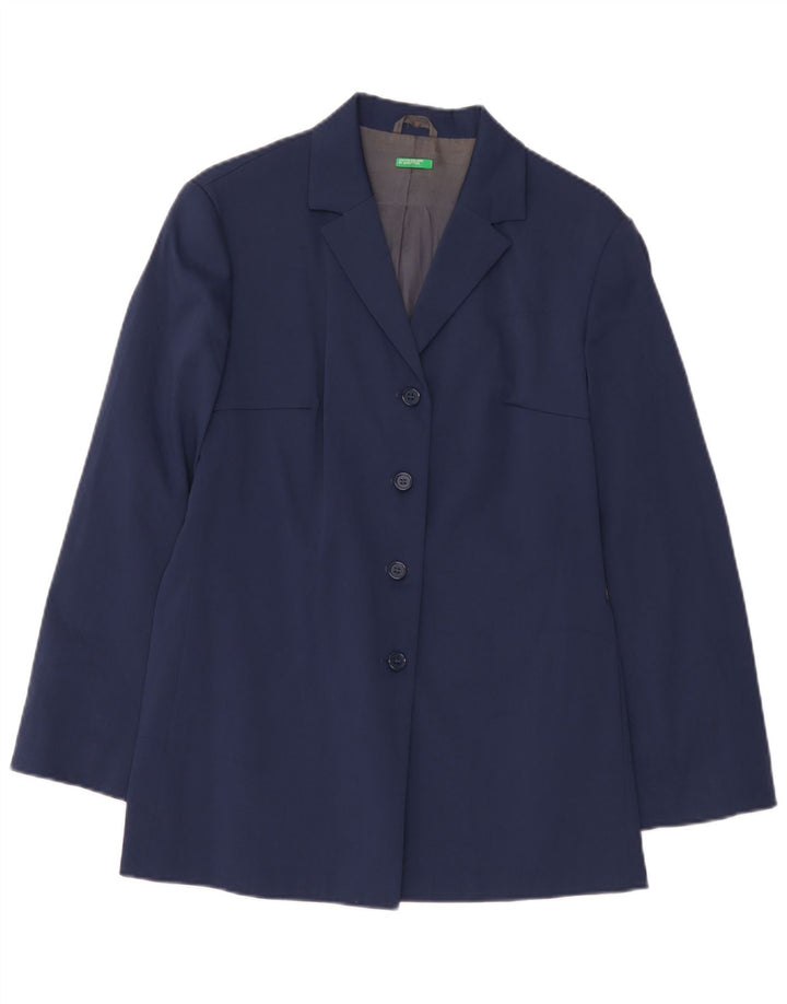 Γυναικείο παλτό Benetton IT 44 Medium Navy Blue Polyester