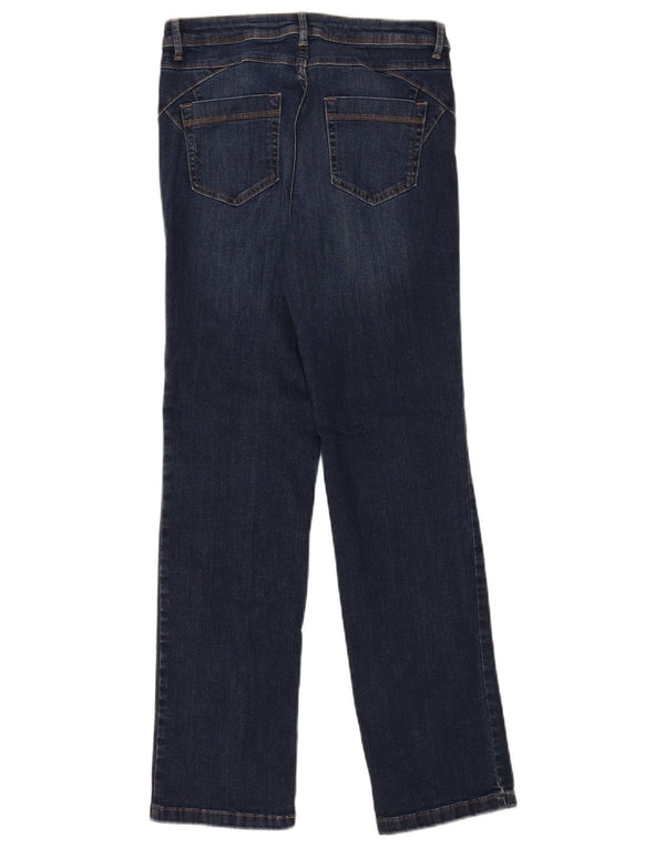 Marks & Spencer Γυναικεία ίσια τζιν UK 10 Small W28 L28 Navy Blue Cotton