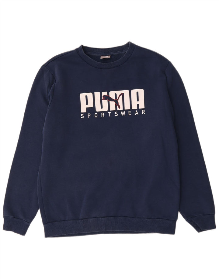 Ανδρικό γραφικό φούτερ Puma Jumper, μεσαίο μπλε βαμβακερό