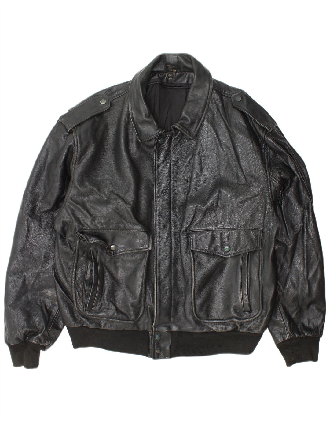 Vintage Ανδρικό Στρατιωτικό Δερμάτινο Μπουφάν UK 42 XL Μαύρο Δερμάτινο