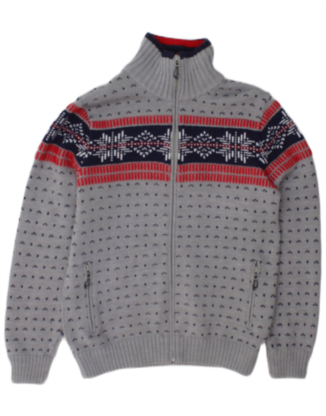 CMP Ανδρικό πουλόβερ ζακέτα με φερμουάρ IT 50 Medium Grey Fair Isle Acrylic