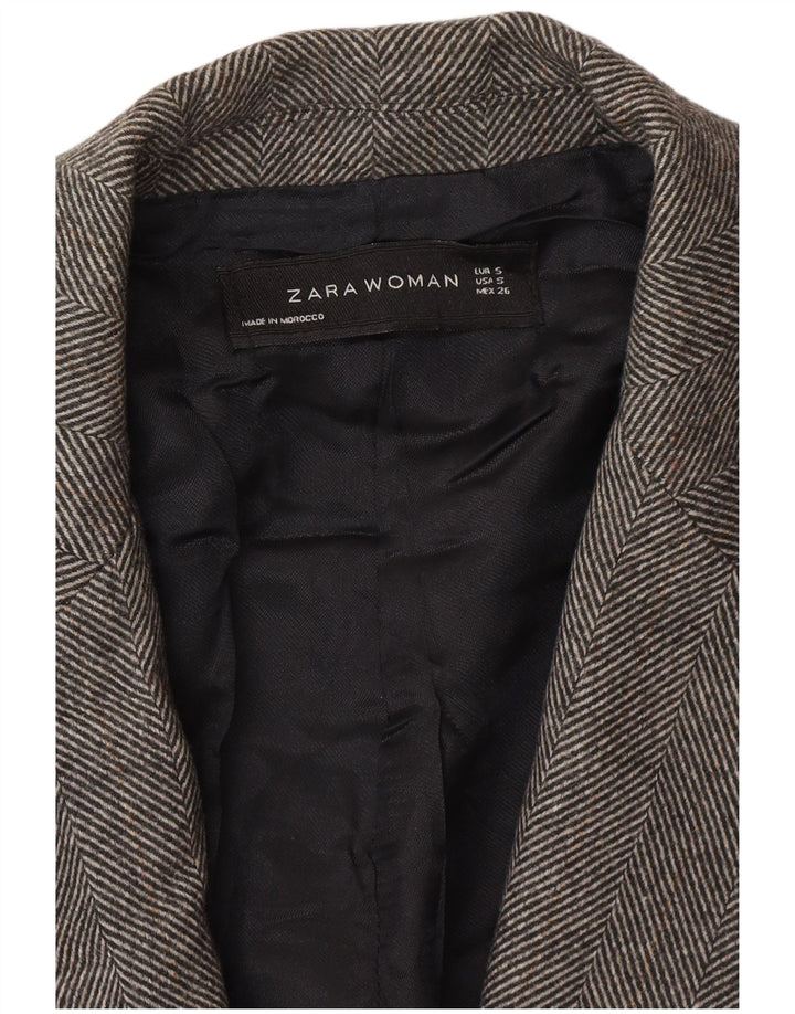 Zara Γυναικείο μπουφάν σακάκι με διπλό στήθος UK 10 Μικρό Γκρι Ψαροκόκκαλο