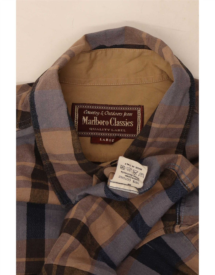 Ανδρικό πουκάμισο Marlboro Classics Μεγάλο πολύχρωμο βαμβακερό καρό